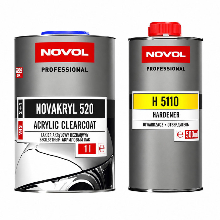 Novol NOVAKRYL 520 VHS 2+1 — прозрачный автомобильный лак 1 л + 0,5 л